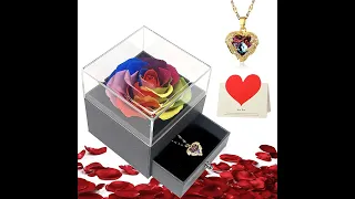 VALENTINES DUOSME Preserved Real Rose with 100 Languages Heart