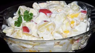 Easy Creamy Fruit Chaat Recipe | Fruit Cream Dessert | Mazaydaar Fruit Cream Recipe