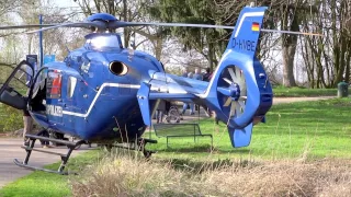 Riskantes Polizeihelikopter Rettungs - Flugmanöver an der Groov.