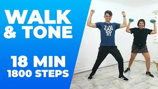 18 MIN WALK & TONE • 1800 Steps • Walking Workout #128 • Keoni Tamayo