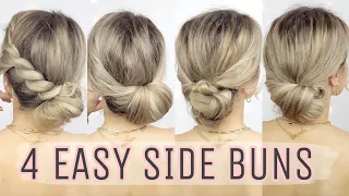 4 EASY ELEGANT SIDE BUN HAIRSTYLES 💗 medium and long hairstyles