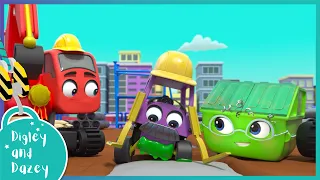 🚧 Sticky Slime Cement Mess  🚜 | Digley and Dazey | Kids Construction Truck Cartoons