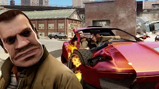 In traffic at a speed of 9999999, Niko and Roman are in love with swimming！ - GTA4
