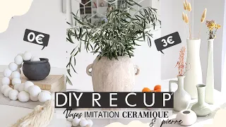 DIY DECO 100% RECUP ♻️  : VASES IMITATION CÉRAMIQUE / PIERRE - TENDANCE & PAS CHER (THRIFT FLIP)