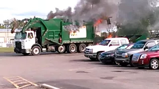 Garbage truck fire at work