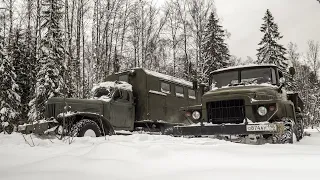 Урал 375Д и ЗИЛ 157 против снежной целины.