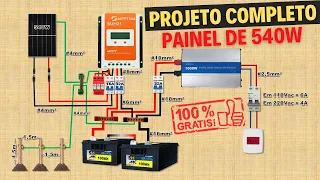 Free Off-Grid Solar Power Project With A 540W Panel