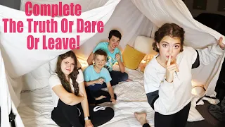 Last To Leave The Blanket Fort Wins! Truth Or Dare! Complete To Compete!