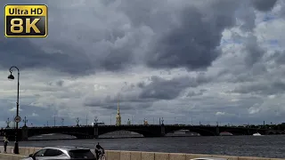 Walk around favorite places, Palace embankment, St.Petersburg, 08/15/2021, 8K video quality, pt 2