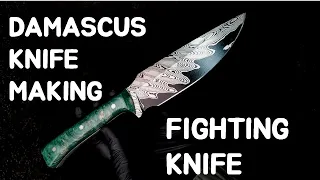 DAMASCUS KNIFE MAKING/ FIGHTING KNIFE / STABILIZED SCALE.