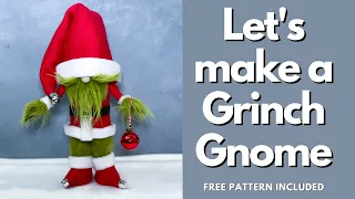 Let's Make an Easy Grinch Gnome/Christmas Gnome/No Sew Gnome