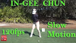 IN GEE CHUN 120fps SLOW MOTION FACE ON DRIVER GOLF SWING 1080 HD