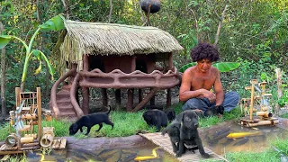 Rescue Puppies Building Mud Dog House Dog Playground And Fish Pond