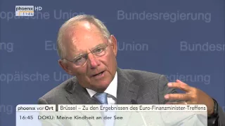 Griechenland-Krise: Wolfgang Schäuble zum dritten Hilfspaket am 17.08.2015