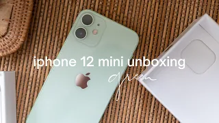 iphone 12 mini unboxing 🍎 green, aesthetic