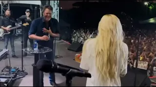 Gwen Stefani Surprises Blake Shelton with a Birthday Cake on Stage