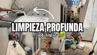 Lavando patio y área de lavado🧼 ASÍ ESTABAN🤢😭 MOTÍVATE A LIMPIAR 🙌🏼 Por esto no he subido video