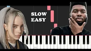 Billie Eilish - Lovely ft Khalid - 13 Reasons Why 2 (SLOW EASY PIANO TUTORIAL)