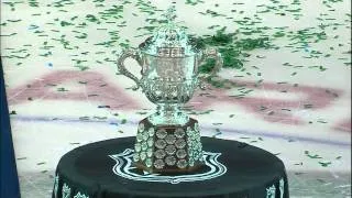 Canucks Accept the Clarence Campbell Trophy after Winning the Western Conference Final