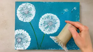 Як намалювати кульбаби рулоном туалетного паперу | Легка техніка малювання для початківців