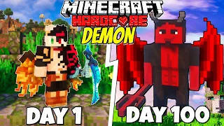 I Survived 100 Days As DEMON In DARK WORLD Of Hardcore Minecraft...Hindi