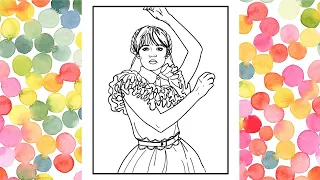 Wednesday Addams From Netflix Coloring Pages / Wednesday Dance Coloring Page