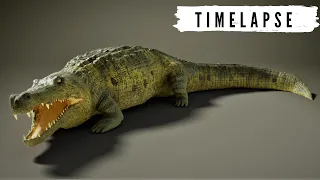 Crocodile in Blender (Modelling, Sculpting, texturing, Rigging) Timelapse.