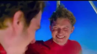 Spider-Man blooper scene “I love you guys” Tom Holland Andrew Garfield and Tobey Maguire