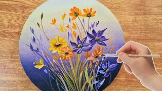 How to Paint Beautiful Flowers I Acrylic Painting for Beginners