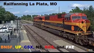 Railfanning La Plata, MO - BNSF, UP, NS, CSX, KCS, and FXE!