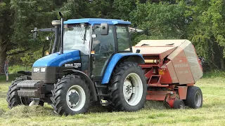 New Holland TS90 baling w/ Welger RP200 and Deutz-Fahr 5100c Packing Bales w/ AutoWrap 4000