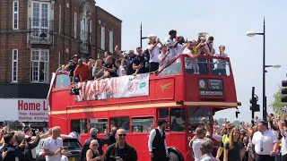 Bromley celebrate promotion to EFL - bus parade in town centre + speeches in The Glades