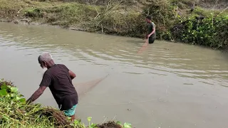 Watch the amazing fishing in village