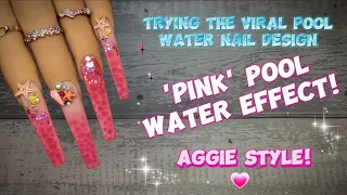 "PINK" POOL WATER EFFECT HARD GEL NAILS! | VARNAIL JELLY GEL!!