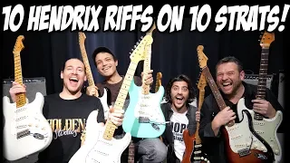 10 Jimi Hendrix Riffs On TEN Fender Strats!