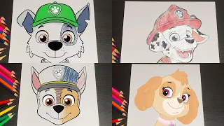 PAW PATROL Art - Chase, Marshall, Rocky, Skye | Time-lapse