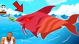 SHINCHAN Catching LARGE RODILAV in CAT GOES FISHING with CHOP | SHARK FISH GAME