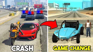 IF I CRASH I CHANGE THE GAME FROM GTA 5 TO GTA 1 ! (WITH WANTED LEVEL !)