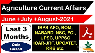 Agriculture Current Affairs For IBPS AFO, BOM, ADO, NABARD, RRB, FCI, NSC, UPPSC, ICAR JRF/SRF/NET .
