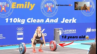 The Strongest Teenager in the World: Emily Ibanez. Warm Up + Competition (110kg/242lbs CJ at 12yo)