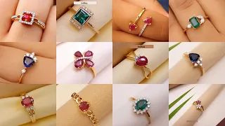 Latest Lightweight Gold and Gemstone finger Ring Designs with Weight and Price 2021| #Indhus