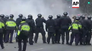 Protesters clash with police after  inauguration