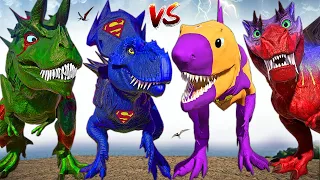 3 HEAD SUPERMAN T-REX & Ultimasaurus Vs Indoraptor Godzilla Dinosaurs Fight Jurassic World Evolution