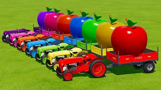 LOAD AND TRANSPORT GIANT APPLES WITH FORD TRACTORS - Farming Simulator 22