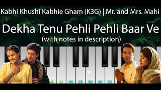 Dekha Tenu Pehli Pehli Baar Ve (K3G) | ON DEMAND Easy Piano Tutorial with Notes | Say Shava Shava