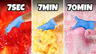 7-Seconds Vs. 7-Minutes Vs. 70-Minutes Slime Making Challenge!