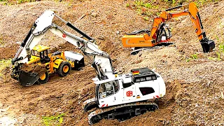 RC Construction Vehicles, Excavators and RC Trucks on Construction Site / Driver Day Zwönitz 2023