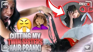 CUTTING MY TWIN SISTERS HAIR😳!! (I HAD to get her back!) | TheWickerTwinz