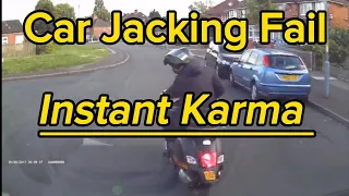 Car Jacking Fail .Instant Karma. Victim Fights Back . Caught On Dashcam. #dashcam #carjacking