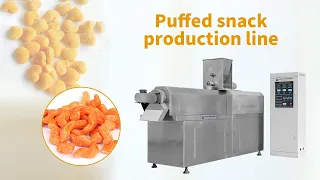 How puffed corn snacks are made/Puffed corn snacks extruder making machine/puffed snacks production